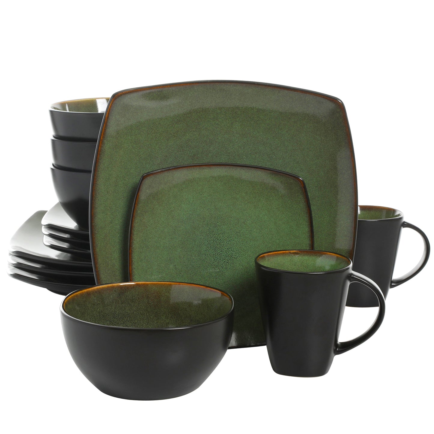 Gibson Elite Soho Lounge Square 16-Piece Stoneware Dinnerware Set