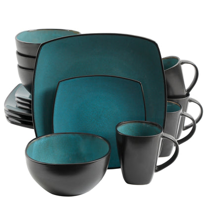 Gibson Elite Soho Lounge Square 16-Piece Stoneware Dinnerware Set