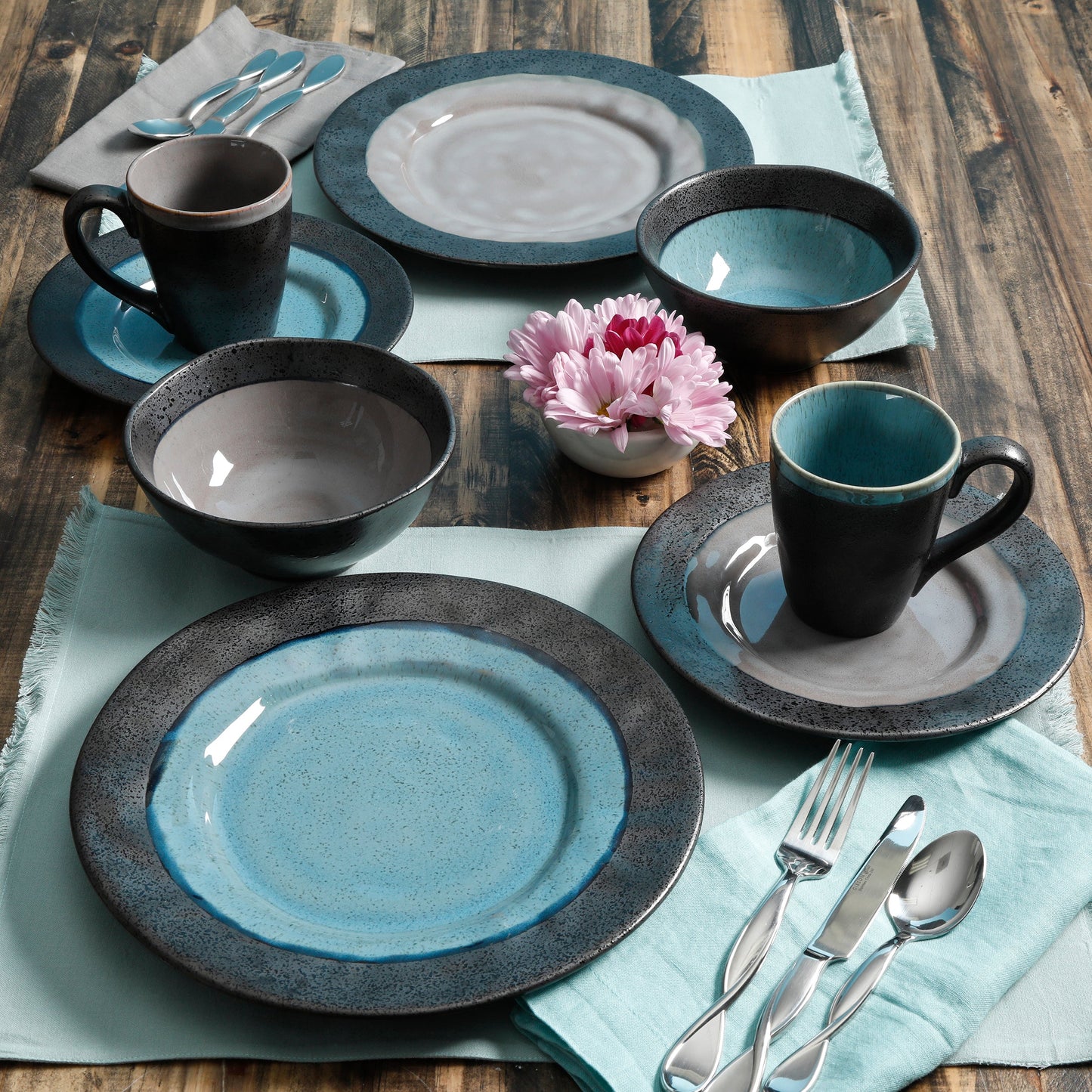 Gibson Elite Dragonstone 16-Piece Reactive Stoneware Dinnerware Set