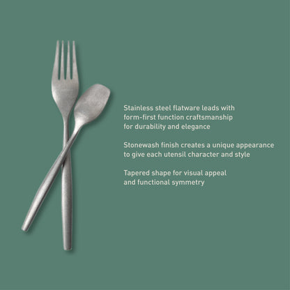 Bloomhouse 20 Piece Stone Washed Flatware 18/10 Stainless Steel Silverware Cutlery Utensil Set With Acacia Wood Caddy - Service for 4