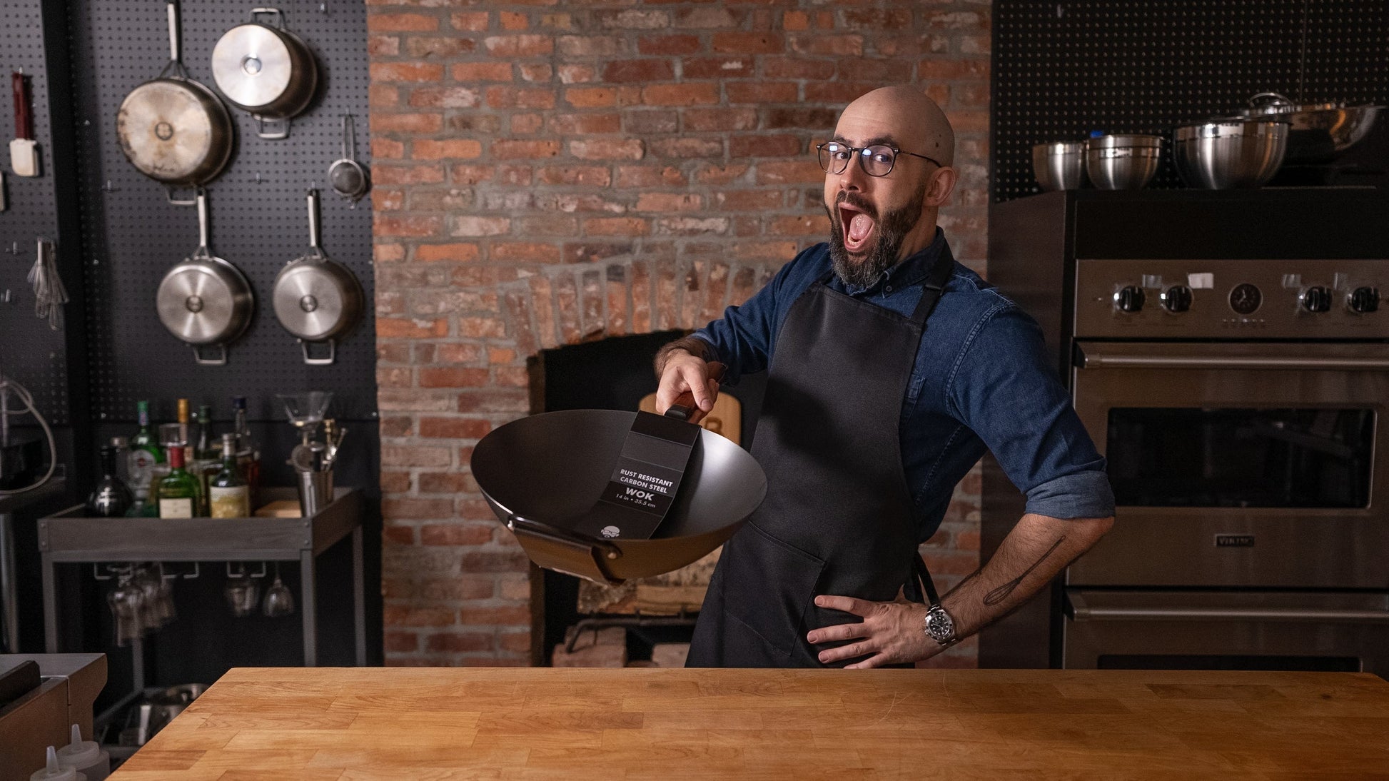 Babish 14-Inch Carbon Steel Flat Bottom Wok