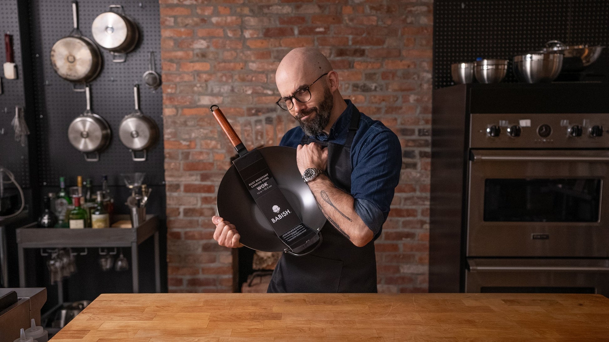 Babish 14-Inch Carbon Steel Flat Bottom Wok