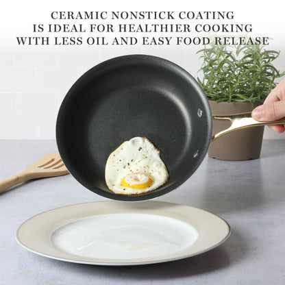 Martha Stewart Lockton 14-Piece Heavy-Gauge Premium Non-Stick Aluminum Cookware Combo Set (Pots, Pans, and Tools)
