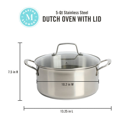 Martha Stewart Castelle 5-Quart Stainless Steel Dutch Oven