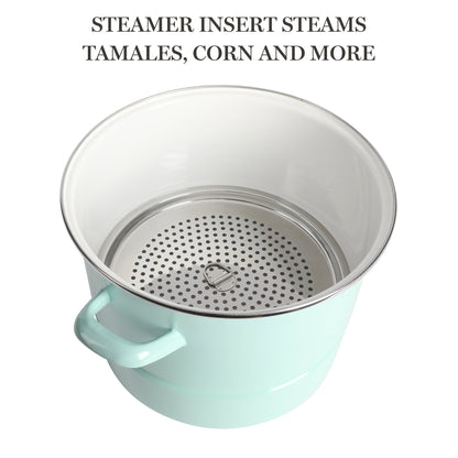 Martha Stewart Thayer 16-Quart Enamel on Steel Steamer Pot w/ Stainless Steel Insert