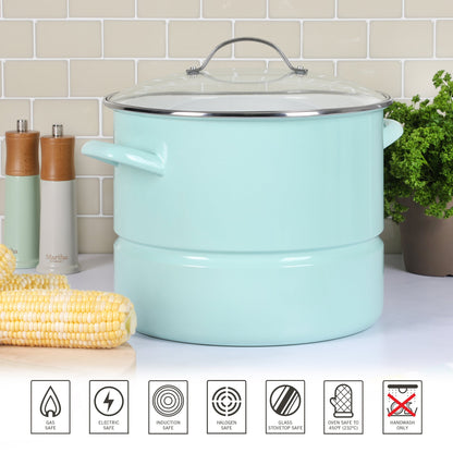 Martha Stewart Thayer 16-Quart Enamel on Steel Steamer Pot w/ Stainless Steel Insert