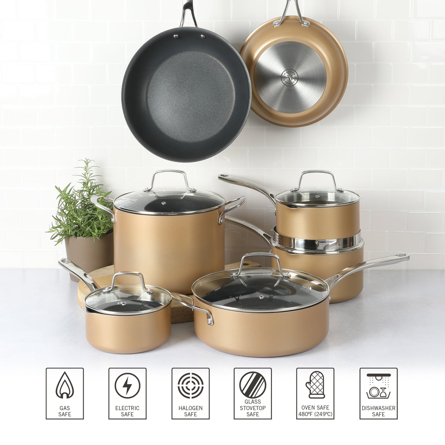Martha Stewart 12-Piece Heavy Gauge Aluminum Hard Anodized Premium Nonstick Induction Safe Cookware Set