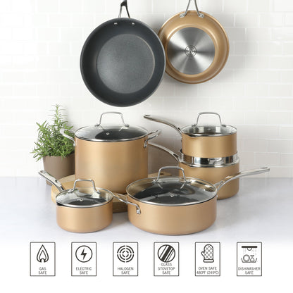Martha Stewart 12-Piece Heavy Gauge Aluminum Hard Anodized Premium Nonstick Induction Safe Cookware Set