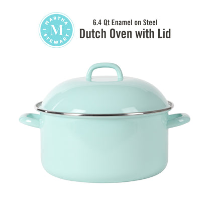 Martha Stewart 6-Quart Enamel on Steel Dutch Oven - Martha Blue