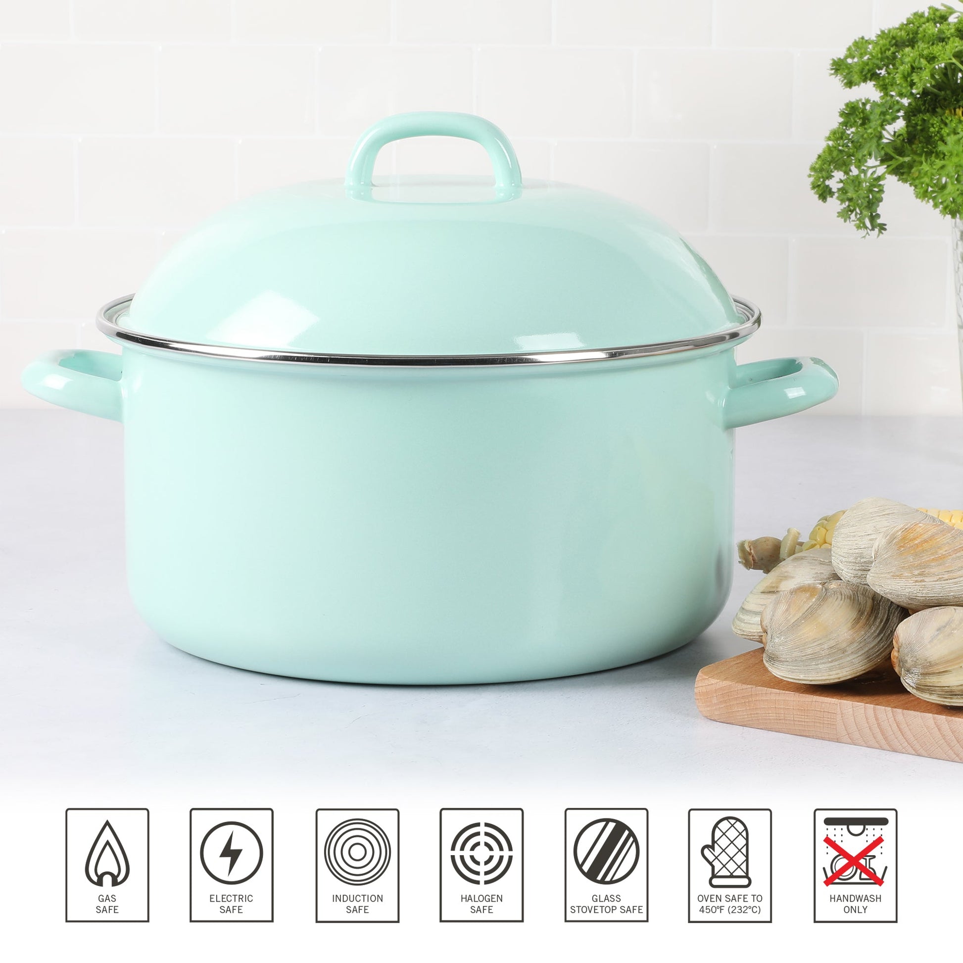 Martha Stewart 6-Quart Enamel on Steel Dutch Oven - Martha Blue