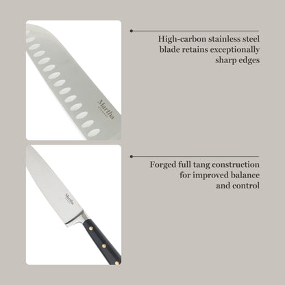 Martha Stewart 16 Piece Lockton High Carbon Stainless Steel Cutlery Kitchen Knife Block Set W/ ABS Tripe Riveted Forged Handle Acacia Wood Block