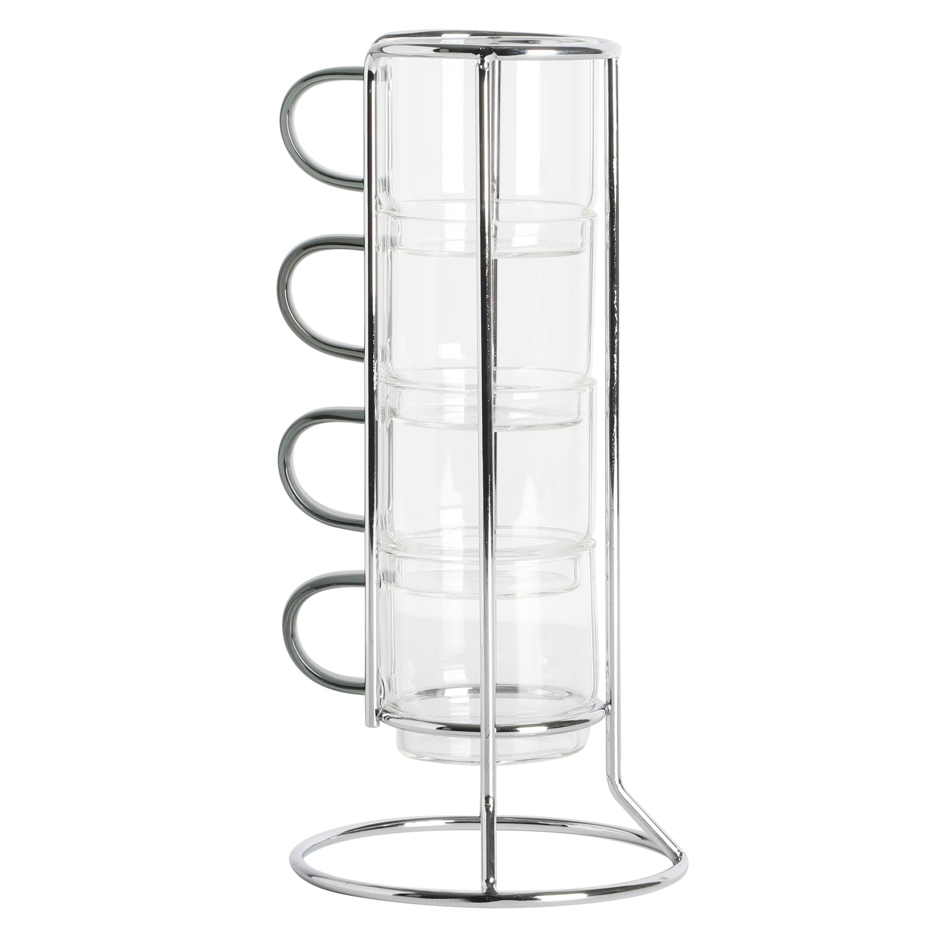 Gibson Elite Soho Lounge 4-Pack 3.8oz Glass Espresso Cup Set w/ Rack