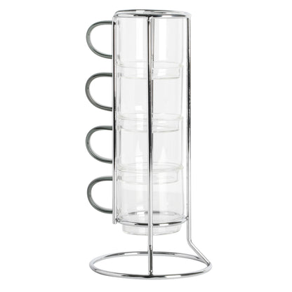Gibson Elite Soho Lounge 4-Pack 3.8oz Glass Espresso Cup Set w/ Rack