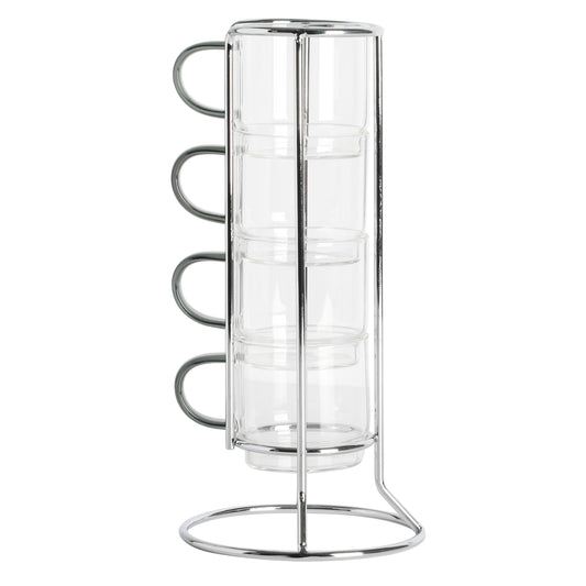 Gibson Elite Soho Lounge 4-Pack 3.8oz Glass Espresso Cup Set w/ Rack