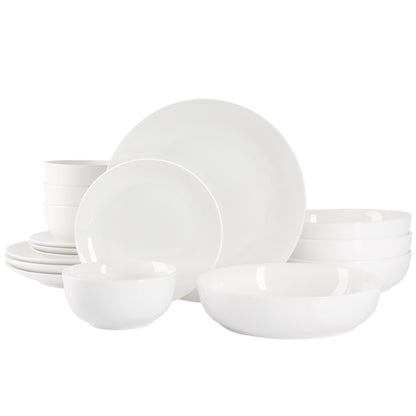Gibson Home Gracious Dining 16-Piece Double Bowl Porcelain Dinnerware Set
