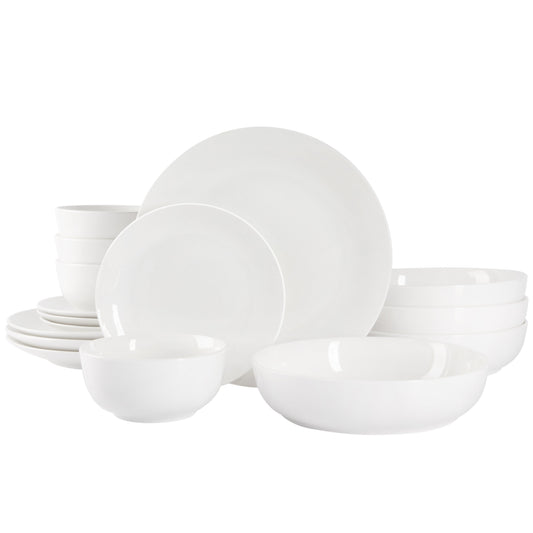 Gibson Home Gracious Dining 16-Piece Double Bowl Porcelain Dinnerware Set