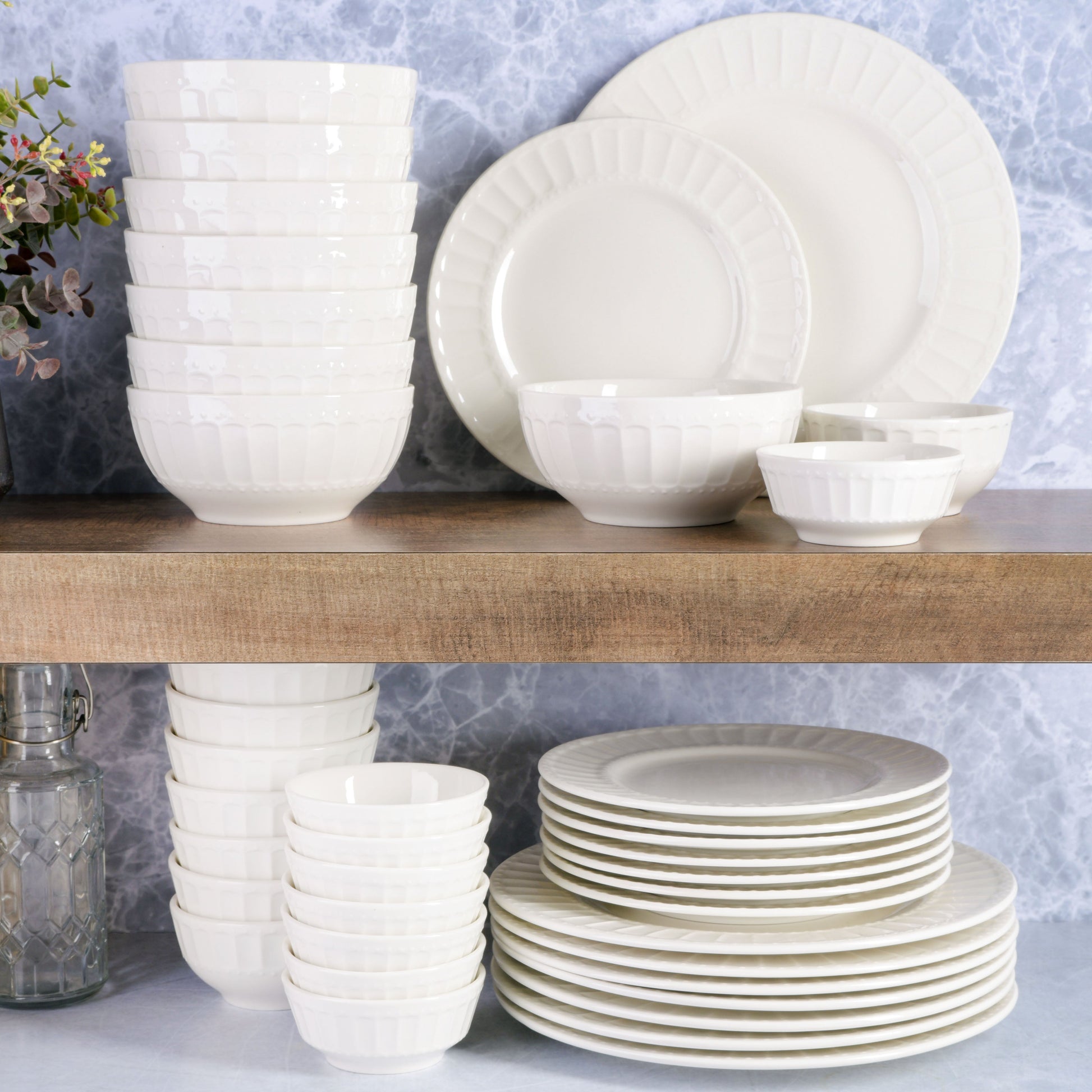 Gibson Home Gracious Dining Gourmet Expressions 40-Piece Embossed Porcelain Dinnerware Set