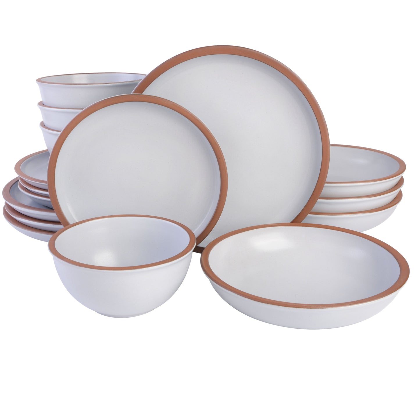 Gibson Elite Lagos 16-Piece Double Bowl Terracotta Dinnerware Set