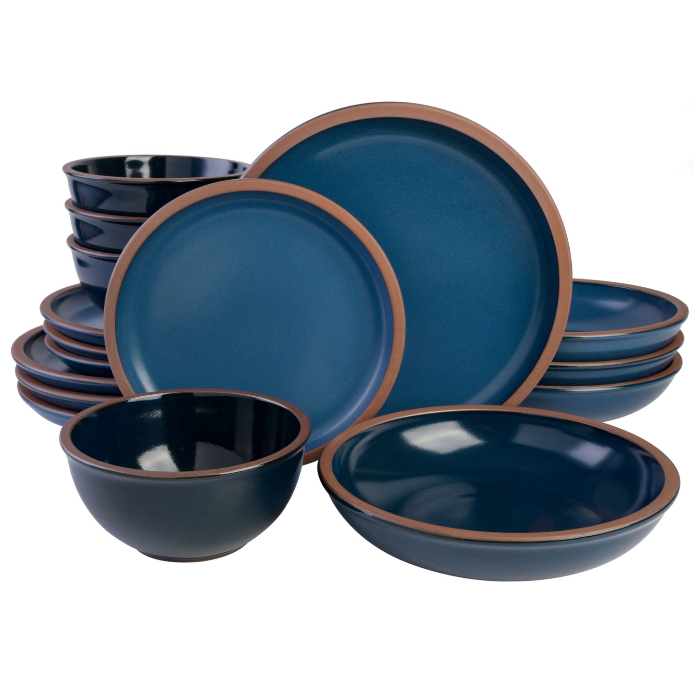 Gibson Elite Lagos 16-Piece Double Bowl Terracotta Dinnerware Set