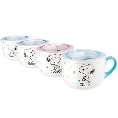 Peanuts Freckled Joy 4-Pack 25oz Soup Bowls w/ Lids