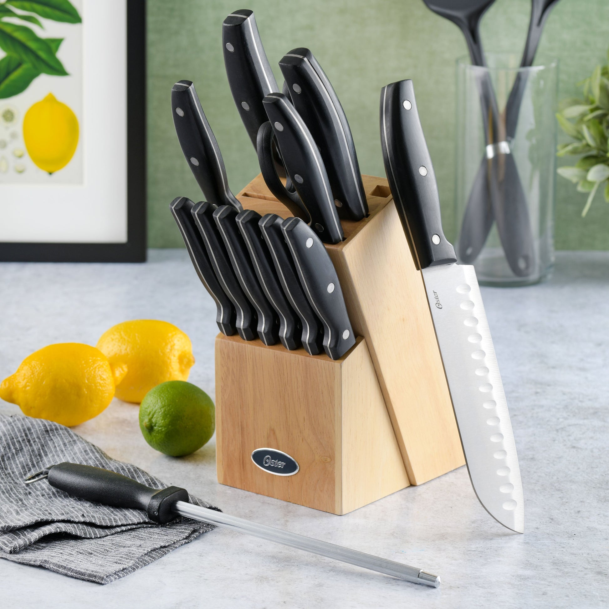 Oster Granger 14-Piece Cutlery Set w/ Wood Block