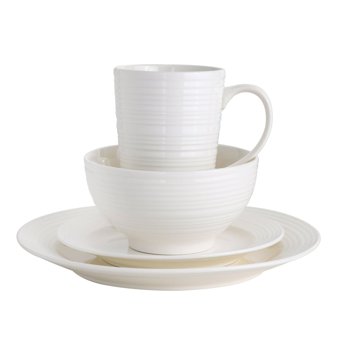 Gibson Home Amelia Court 16-Piece Fine Ceramic Dinnerware Set - White