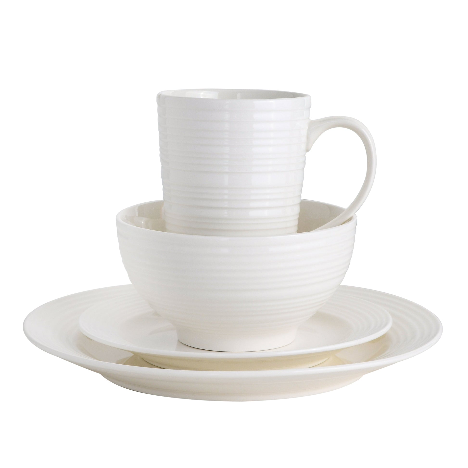 Gibson Home Amelia Court 16-Piece Fine Ceramic Dinnerware Set - White