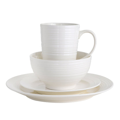 Gibson Home Amelia Court 16-Piece Fine Ceramic Dinnerware Set - White