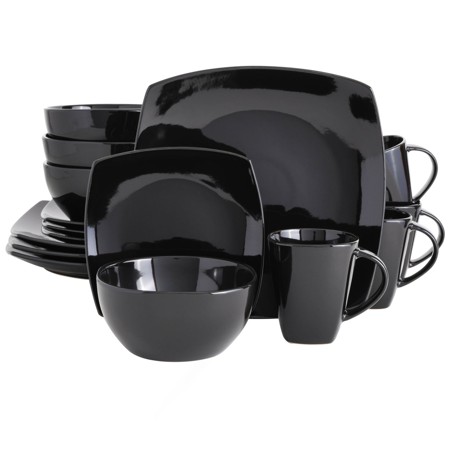 Gibson Elite Soho Lounge Square 16-Piece Stoneware Dinnerware Set