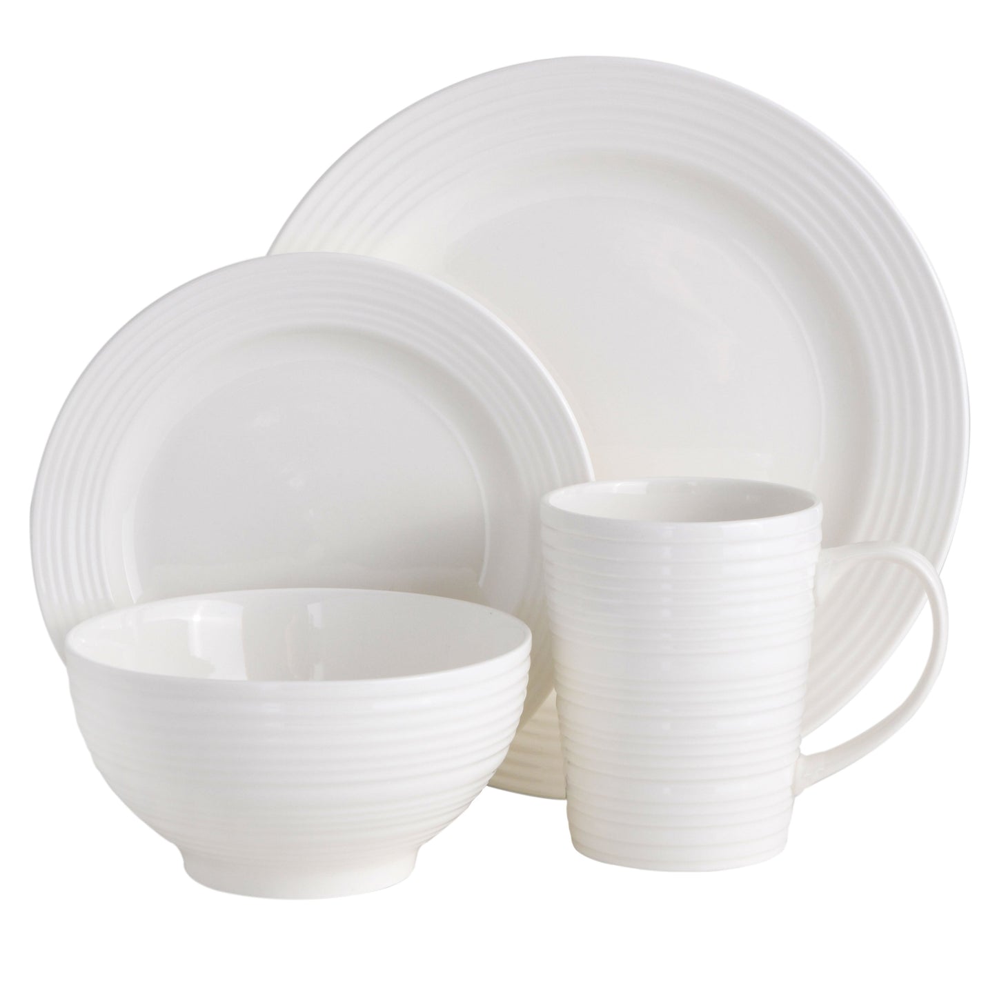 Gibson Home Amelia Court 16-Piece Fine Ceramic Dinnerware Set - White