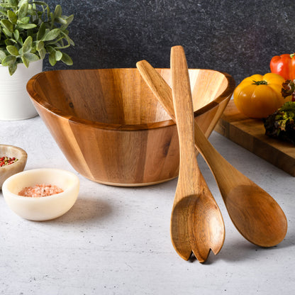 Gibson Home Sherwood Salad Bowl w/ Matching Serving Spoon & Fork