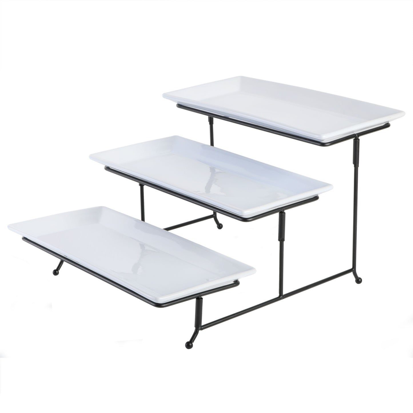 Gibson Elite Gracious Dining 3-Tier Serving Set w/ Plates & Metal Stand