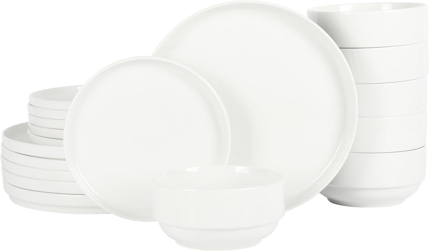 Gibson Home Rothernberg Stackable 18 Piece, Service for 6, Porcelain Plates and Bowls Set
