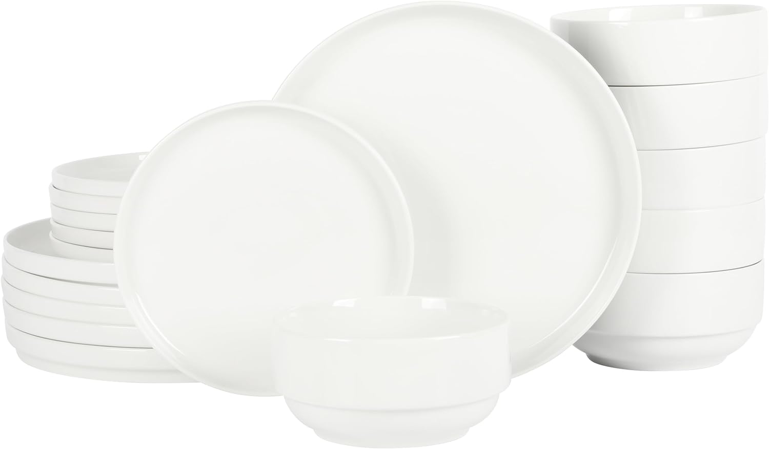 Gibson Home Rothernberg Stackable 18 Piece, Service for 6, Porcelain Plates and Bowls Set
