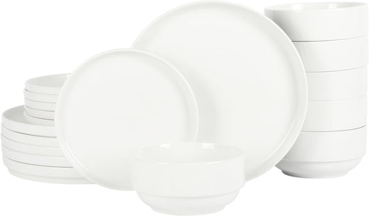 Gibson Home Rothernberg Stackable 18 Piece, Service for 6, Porcelain Plates and Bowls Set