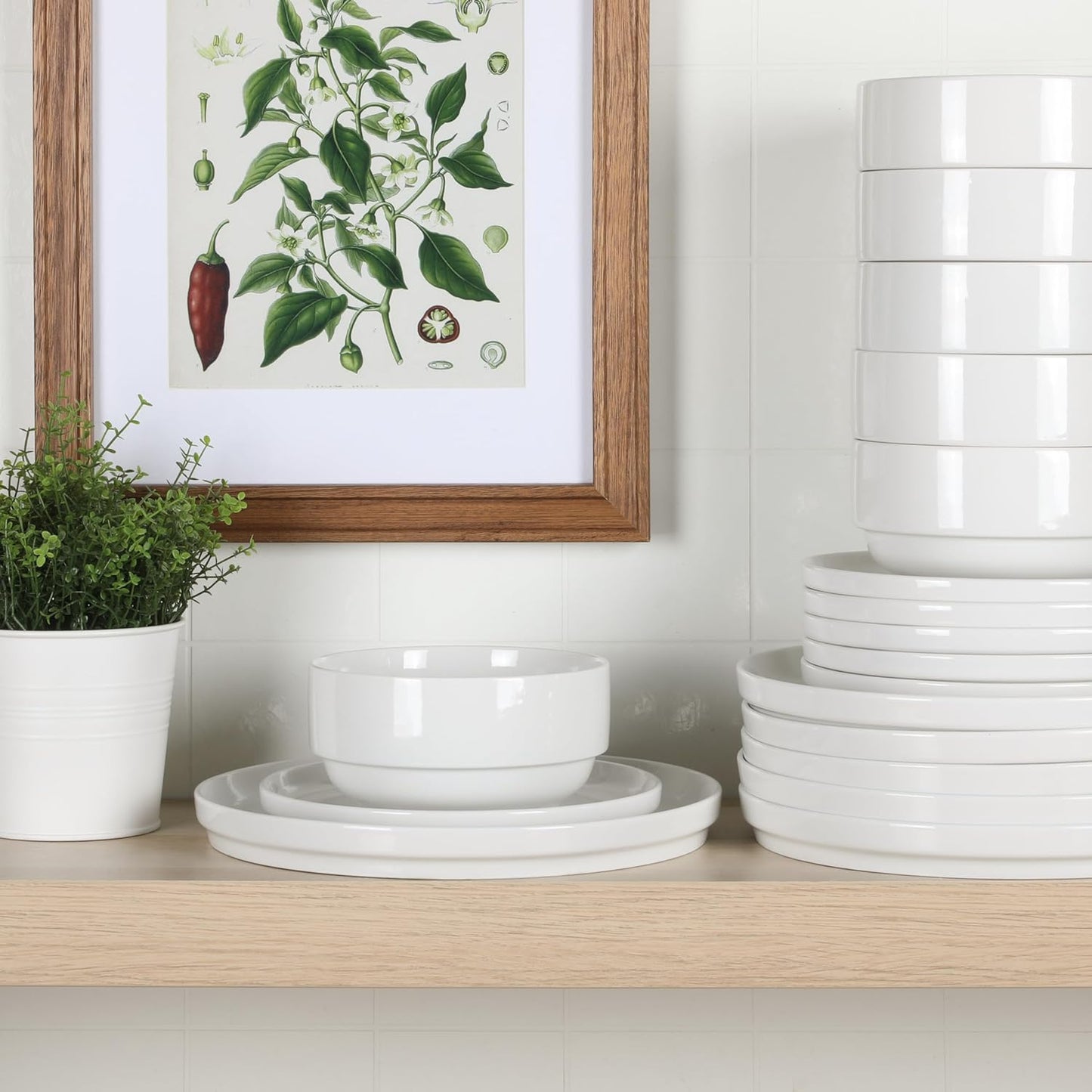 Gibson Home Rothernberg Stackable 18 Piece, Service for 6, Porcelain Plates and Bowls Set