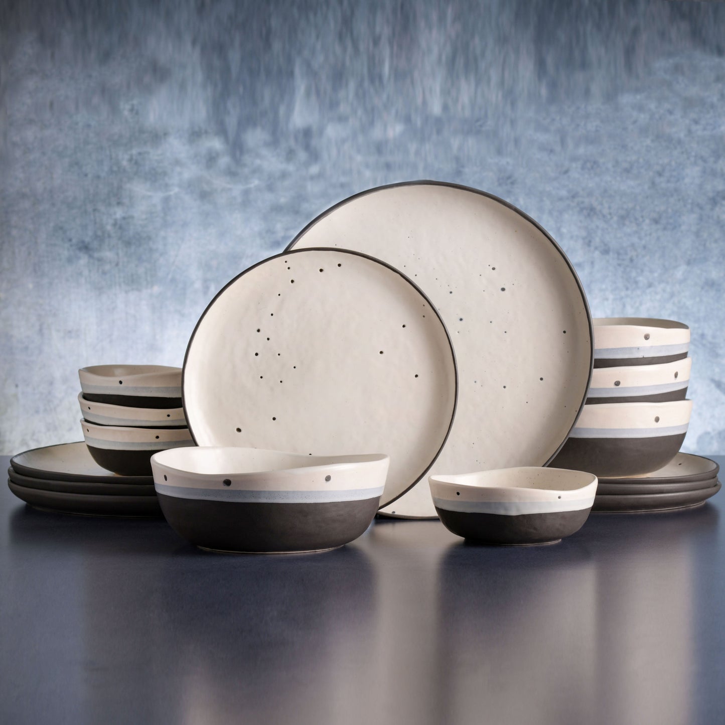 Gibson Elite Rhinebeck 16-Piece Double Bowl Reactive Stoneware Dinnerware Set
