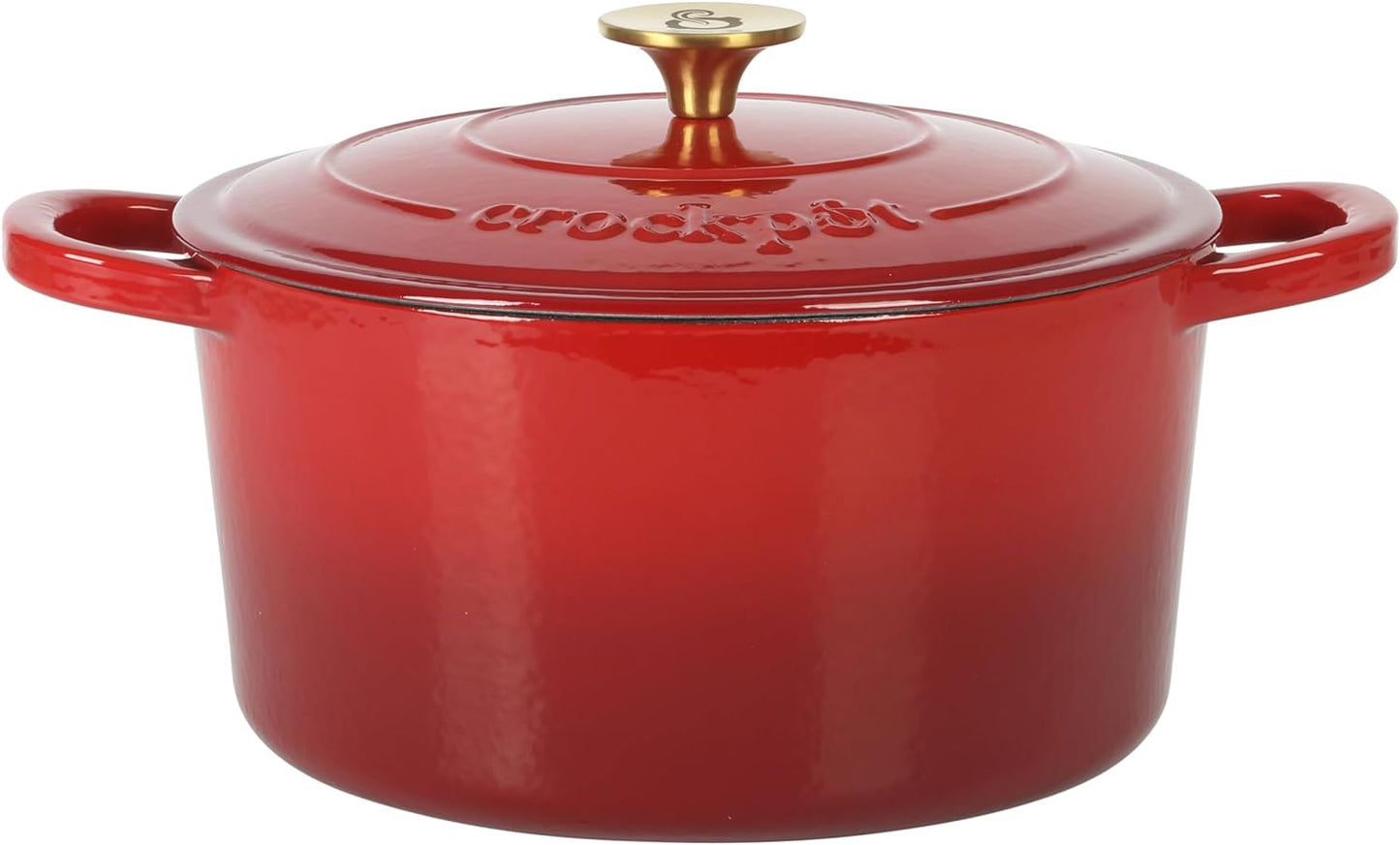 Crock Pot Artisan 6-Quart Round Dutch Oven - Matte Linen White w/Gold Knob, Gradient Red, or Teal Ombre
