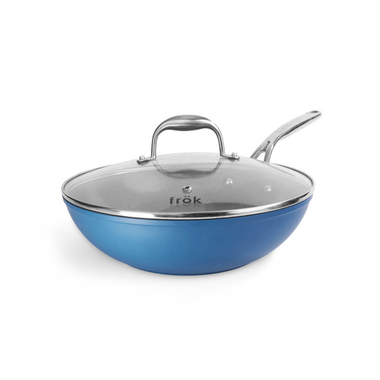Frok 11" All-In-One Ceramic Non-Stick Fry Pan Meets Wok w/ Lid