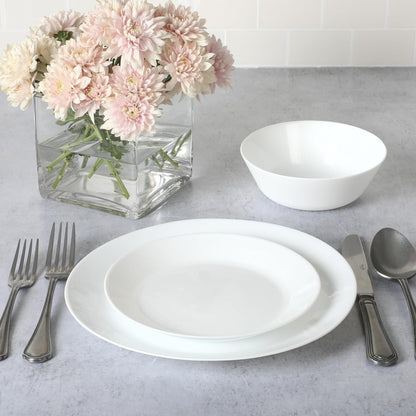 Martha Stewart Opalton 18 Piece Chip and Break Resistant Opal Glass Dinnerware Set