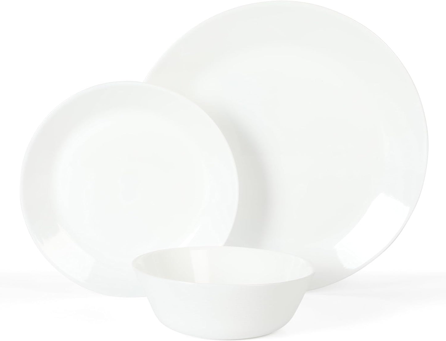 Martha Stewart Opalton 18 Piece Chip and Break Resistant Opal Glass Dinnerware Set