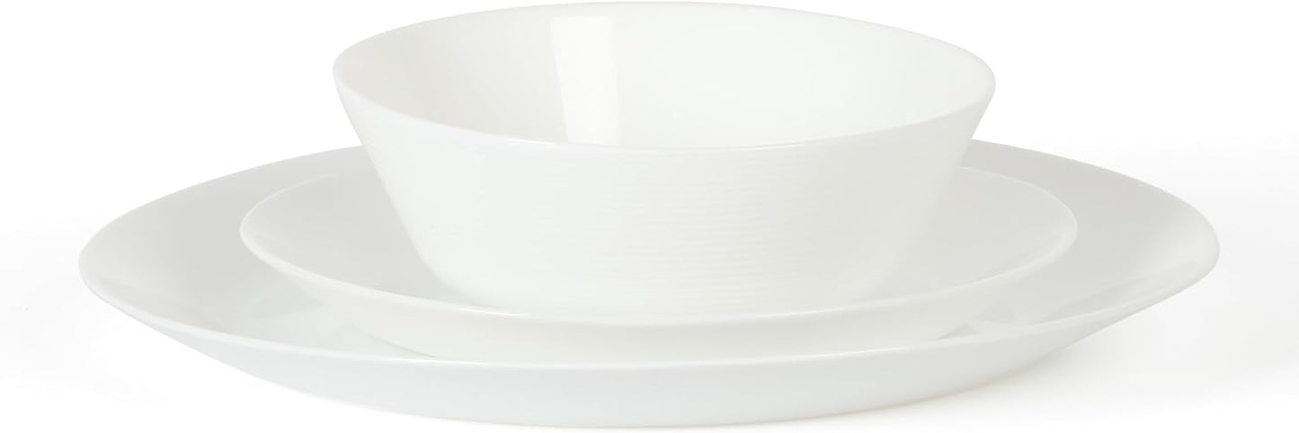 Martha Stewart Opalton 18 Piece Chip and Break Resistant Opal Glass Dinnerware Set