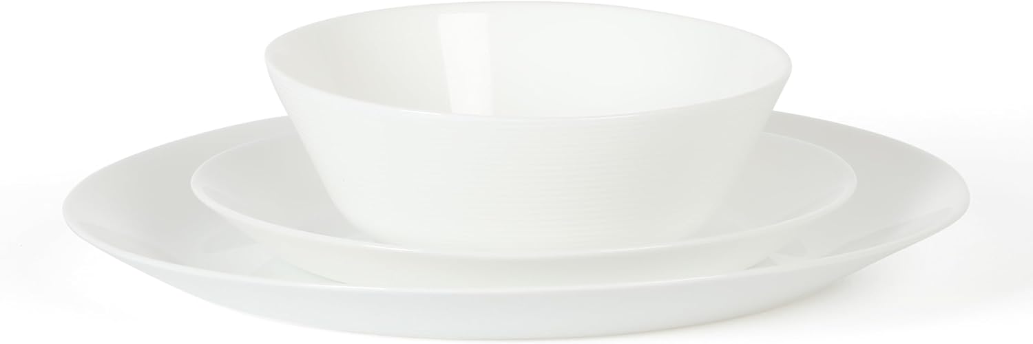 Martha Stewart Opalton 18 Piece Chip and Break Resistant Opal Glass Dinnerware Set