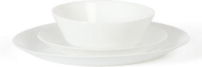 Martha Stewart Opalton 18 Piece Chip and Break Resistant Opal Glass Dinnerware Set