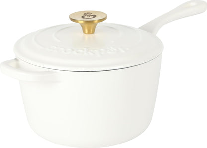 Crock-Pot 3 Qt Enamel Cast Iron Sauce Pan W/Lid